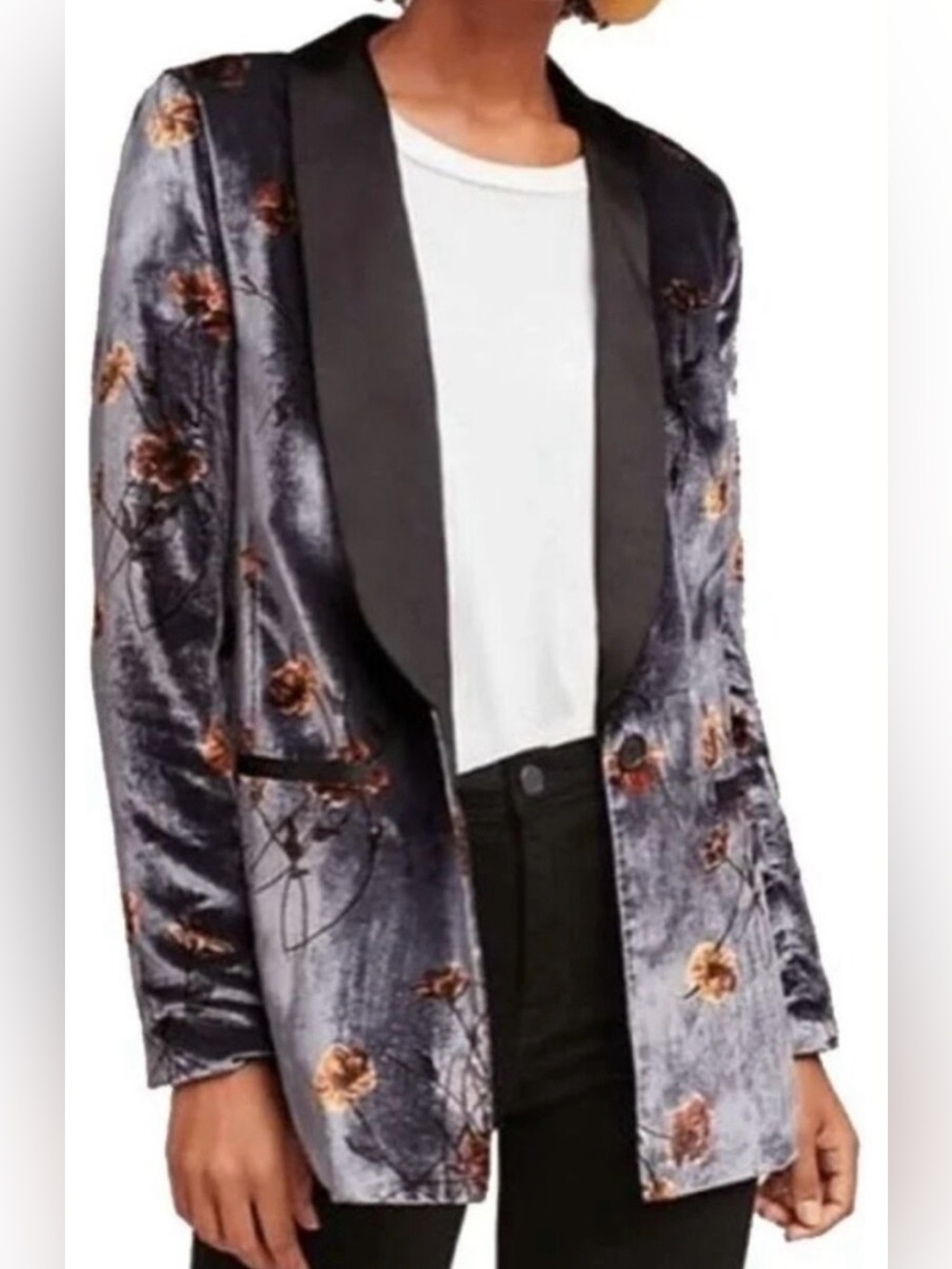Anthropologie Cartonnier Velvet Floral Tuxedo Blazer